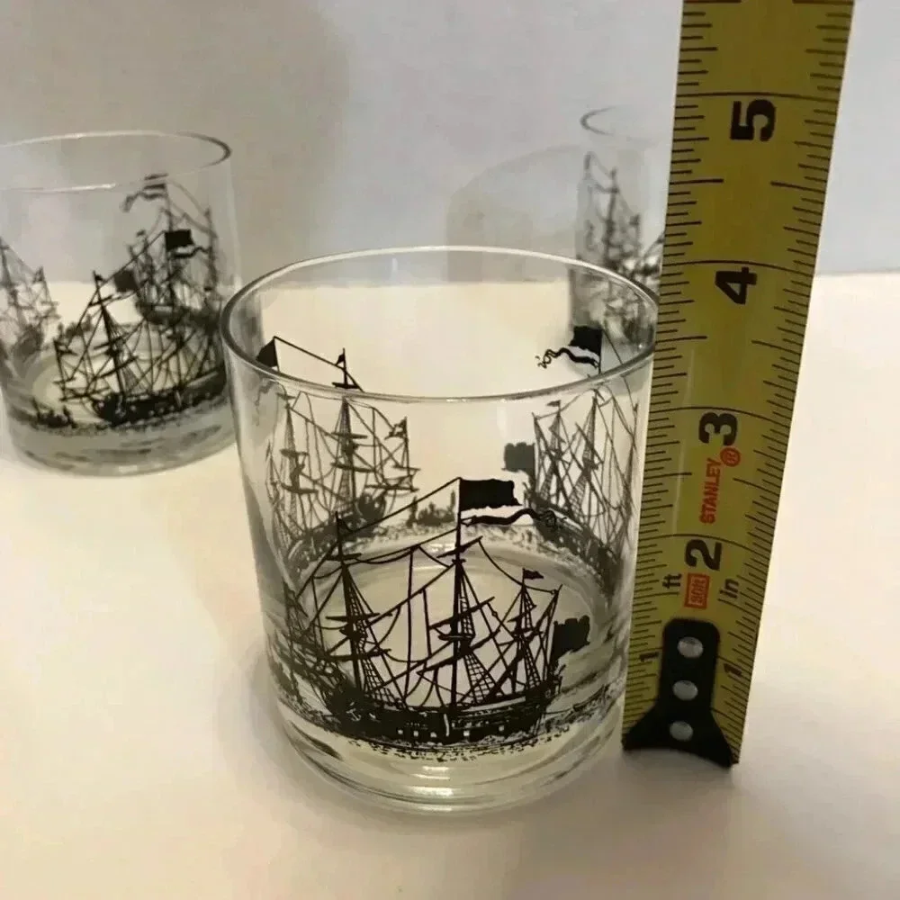 COPENHAGEN Tobacco Ship Logo Glasses Lot Of 3 Rocks Lowball Juice